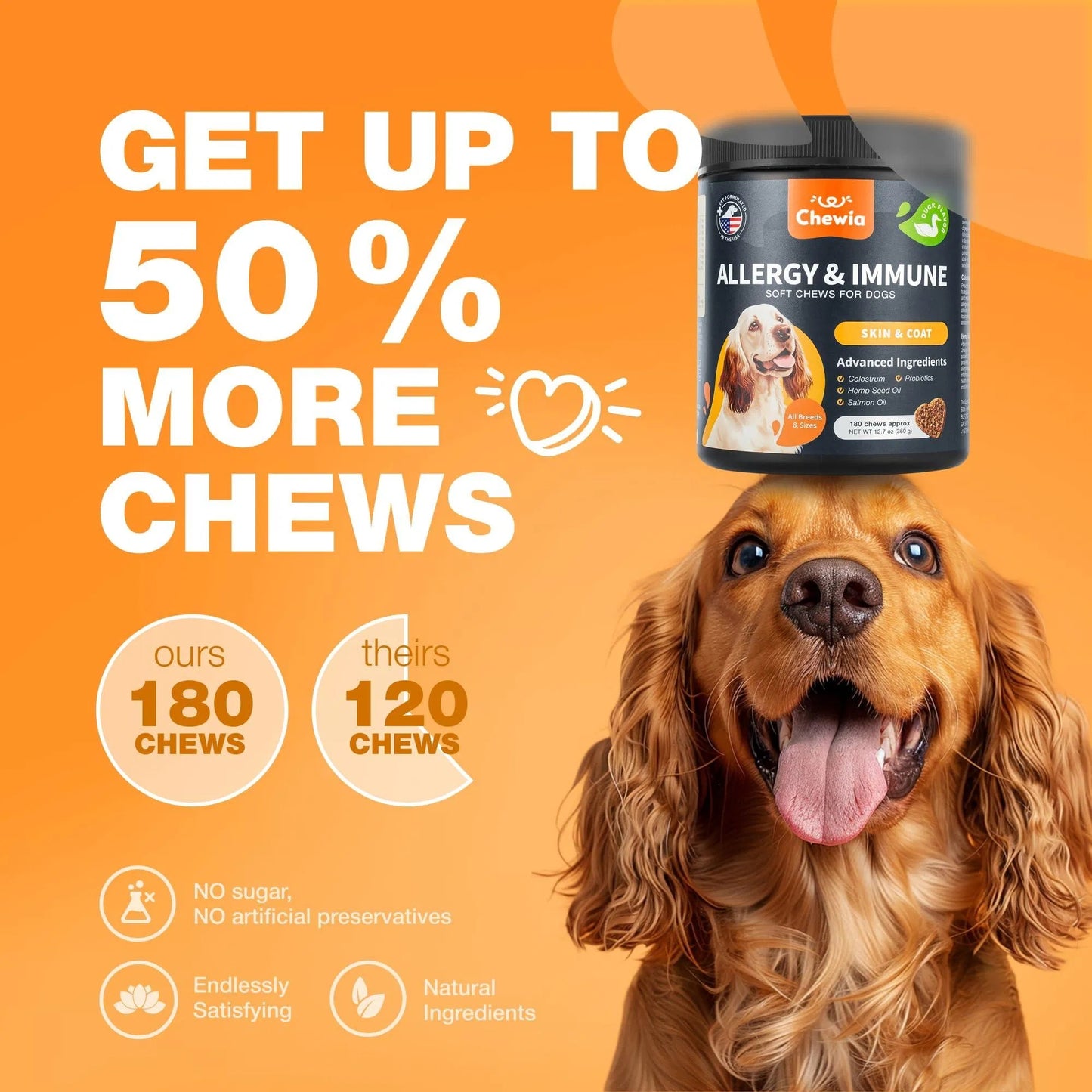 Dog Allergy Relief Chews – Itch & Skin Support with Salmon Oil, Immune Boost, Hot Spot & Seasonal Allergy Aid.
