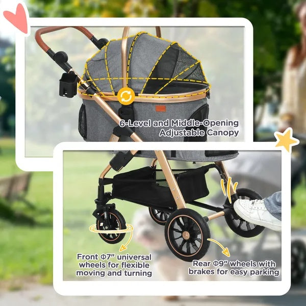 3 In 1 Dog Stroller With Detachable