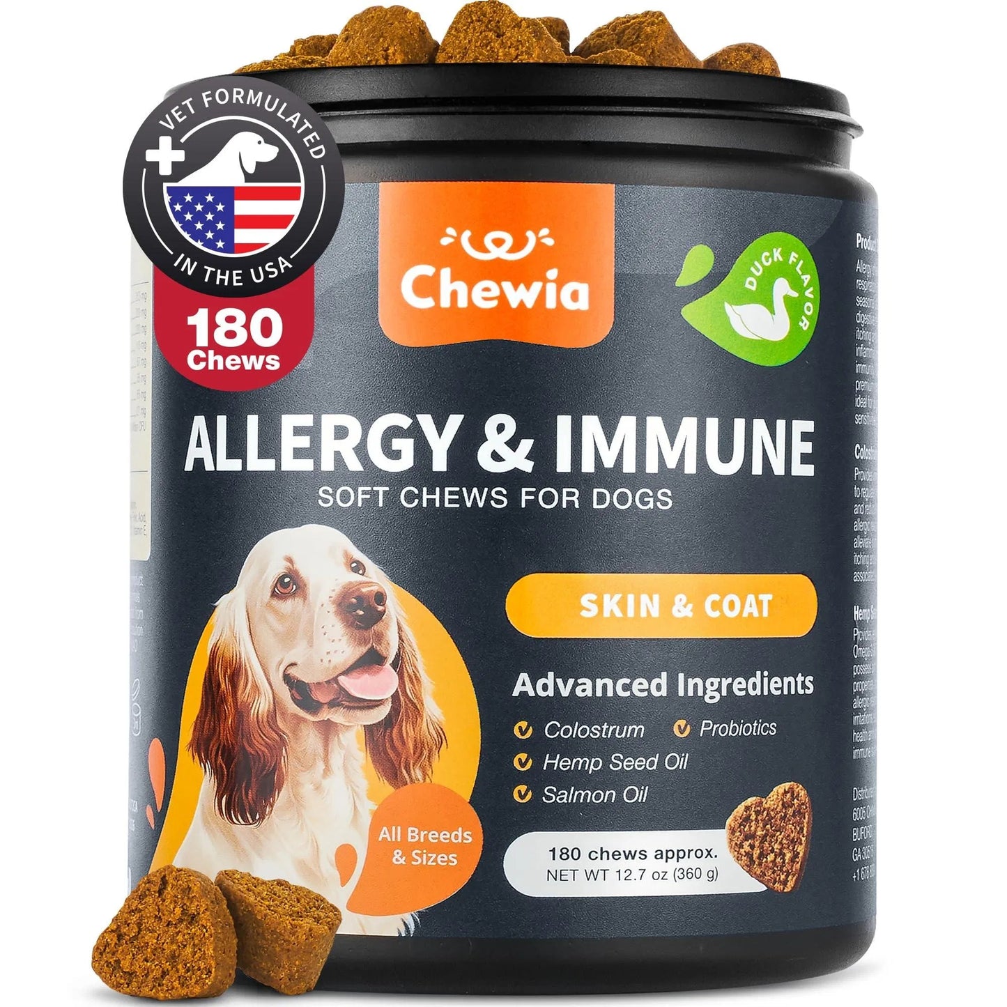 Dog Allergy Relief Chews – Itch & Skin Support with Salmon Oil, Immune Boost, Hot Spot & Seasonal Allergy Aid.