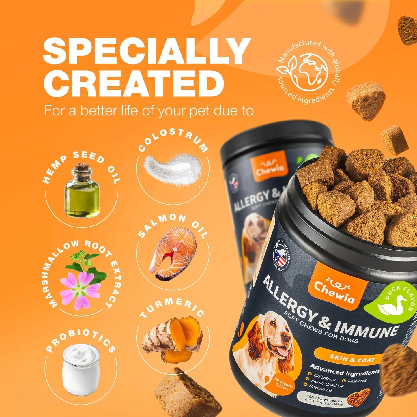 Dog Allergy Relief Chews – Itch & Skin Support with Salmon Oil, Immune Boost, Hot Spot & Seasonal Allergy Aid.